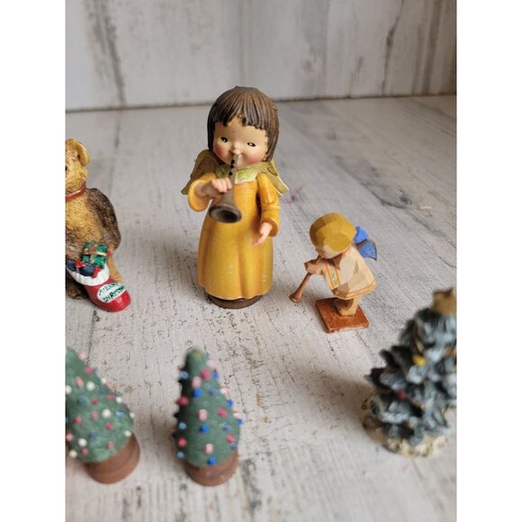 Vintage angel tree bear Figure Set Xmas Decor unique - Picture 4 of 9